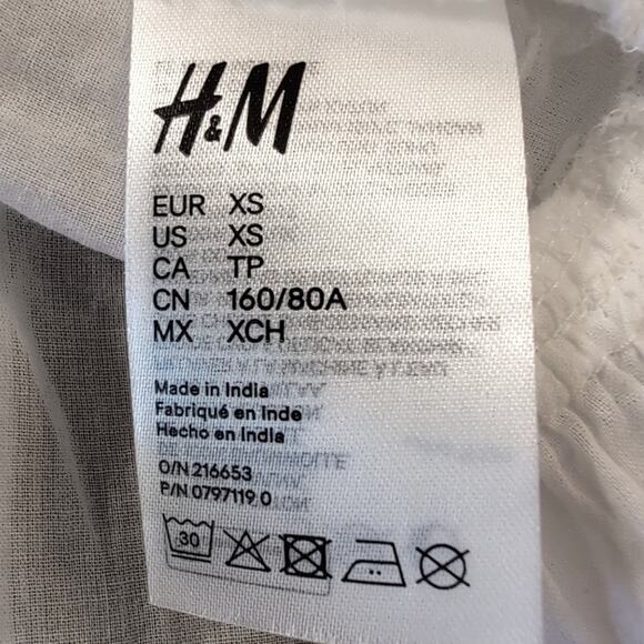 H & M L.O.G.G. sheer white cotton tunic top/mini dress long sleeves, size XS - Picture 6 of 10